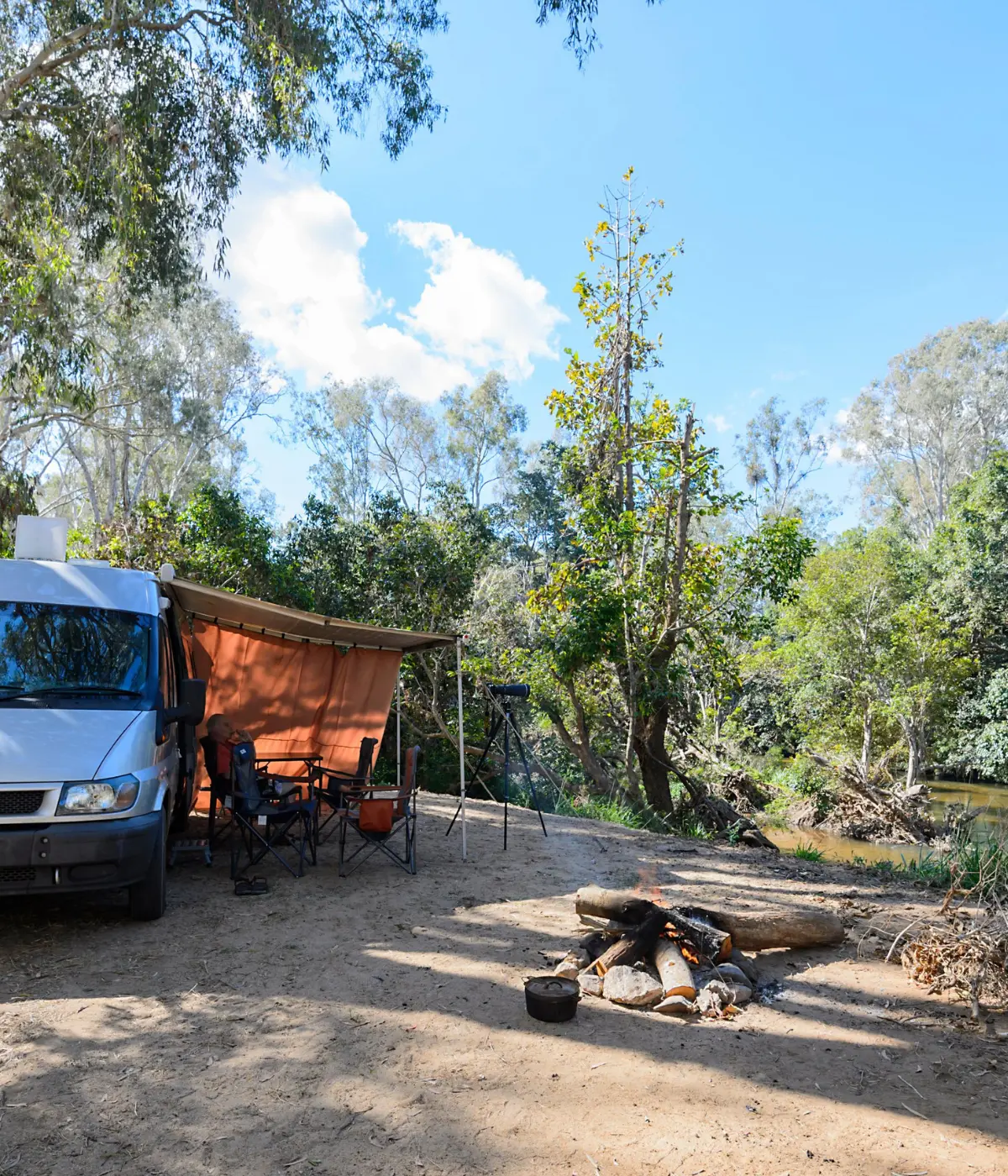 An awning set up at a campsite in Australia