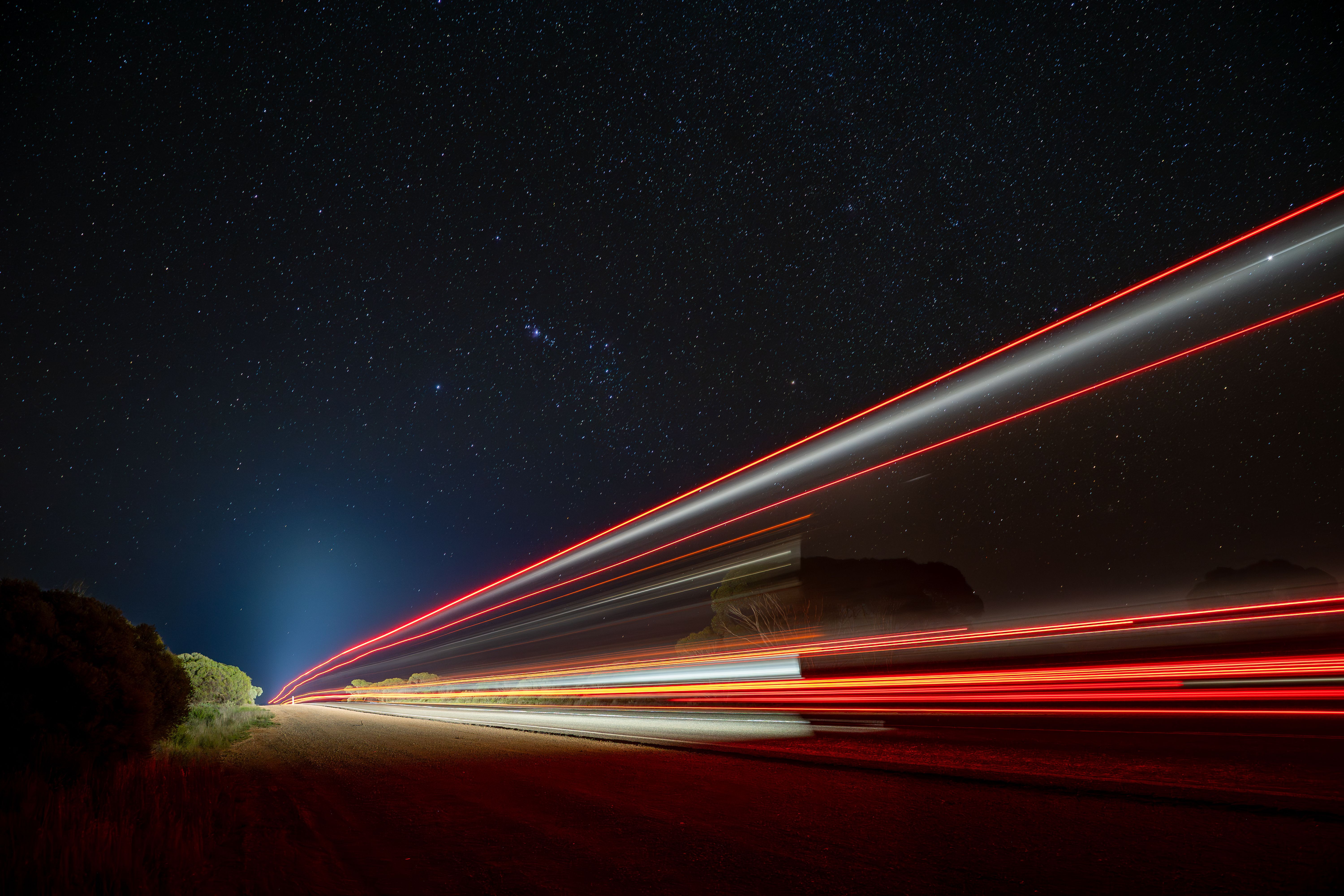 Night sky with tail lights 