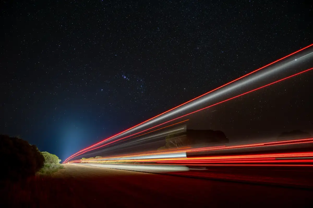 Night sky with tail lights