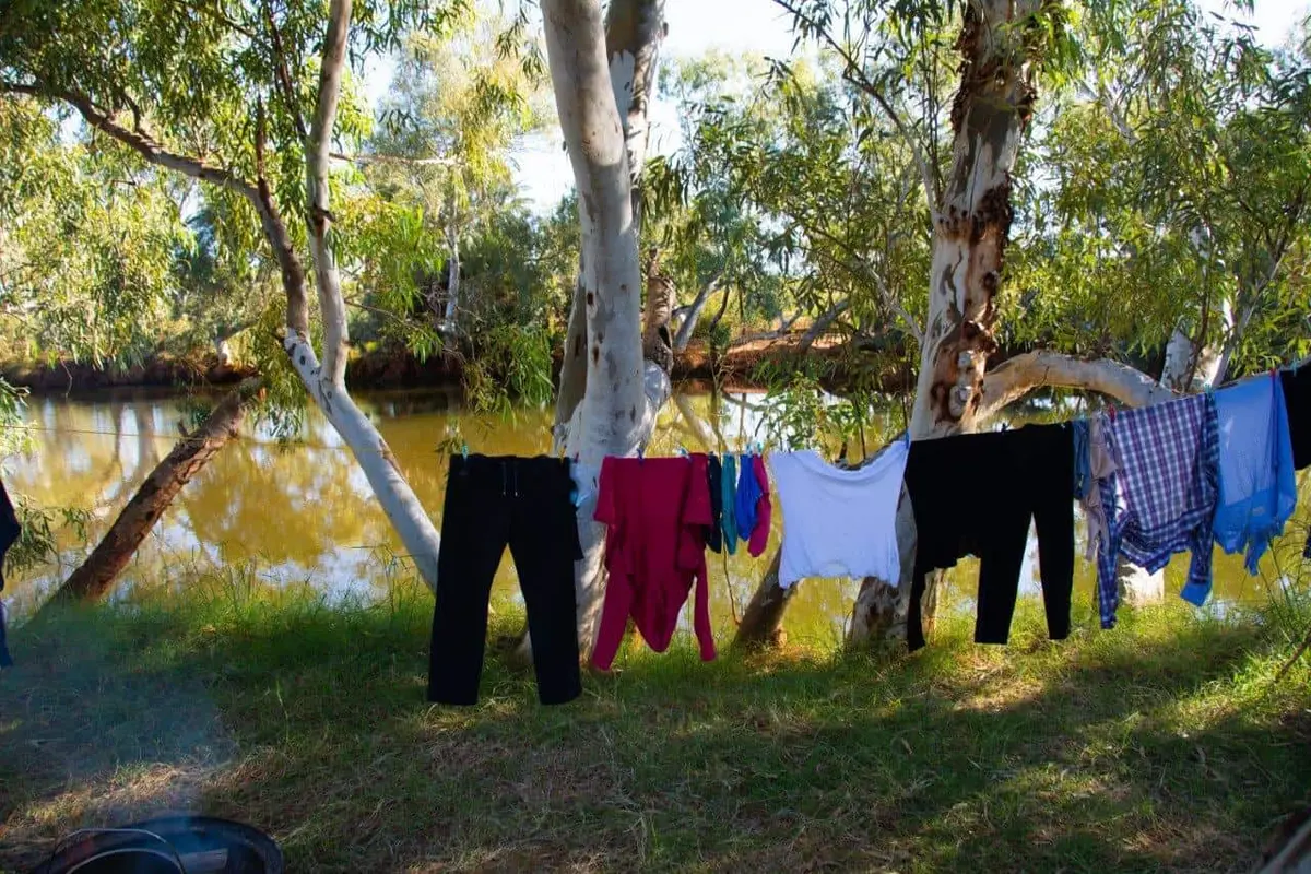 Drying washing when camping