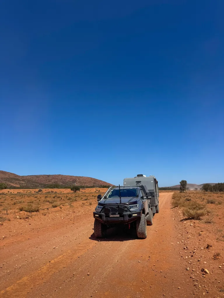 brake controller towing on a dirt road outback australia