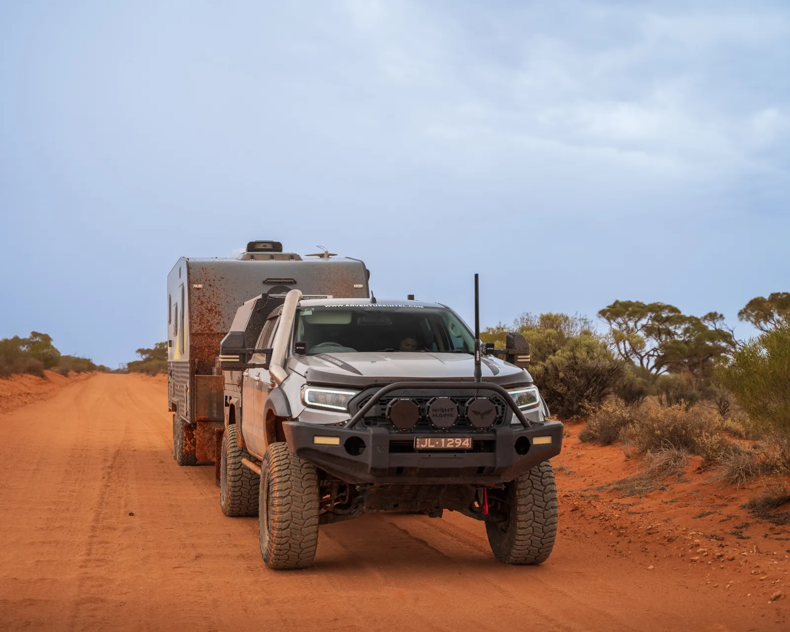 4x4 towing caravan in outback australia