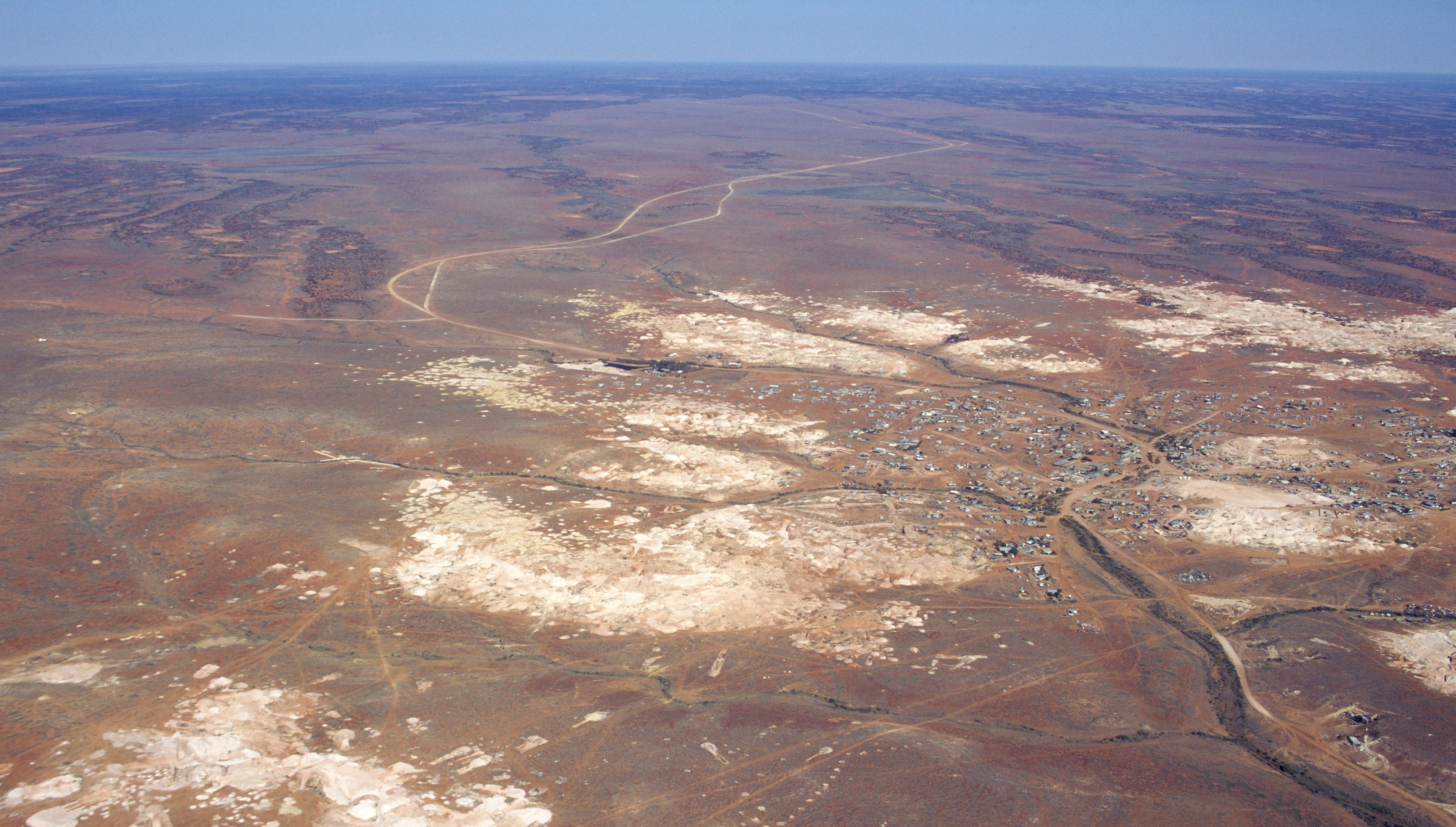 Aerial image of The South Australian opal mining town of Andamooka