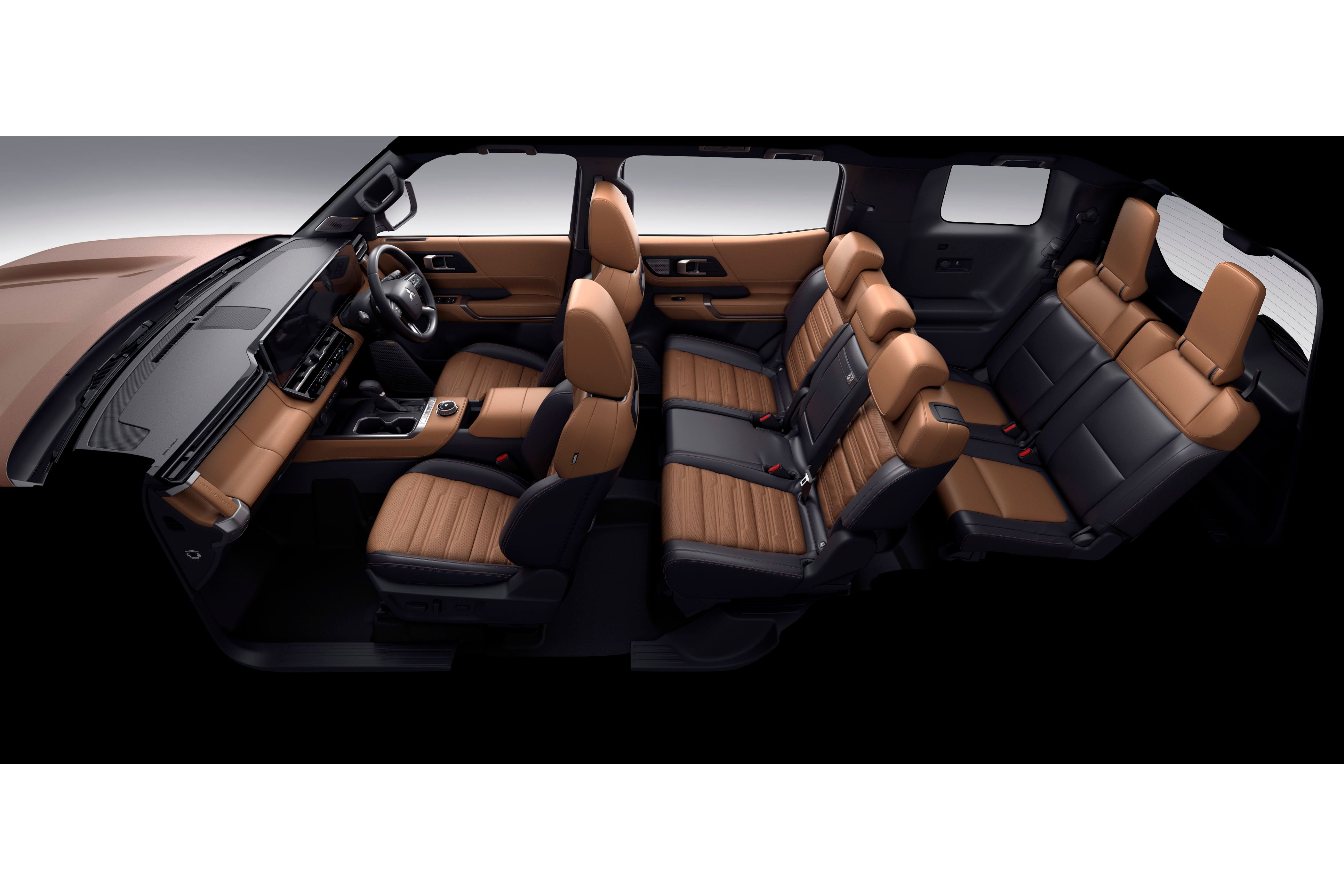 an X-ray view of the Mitsubishi Pajero and all 7 seats