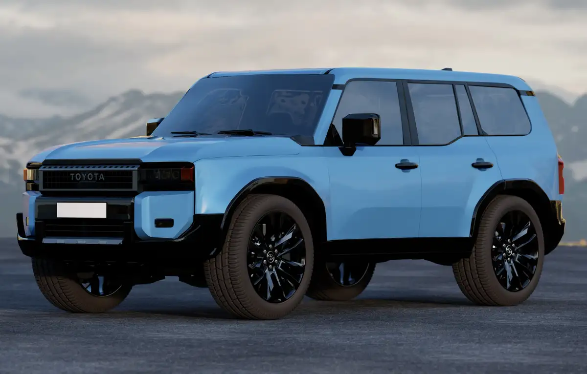 A 2025 Toyota LandCruiser Prado with a mountainous backdrop