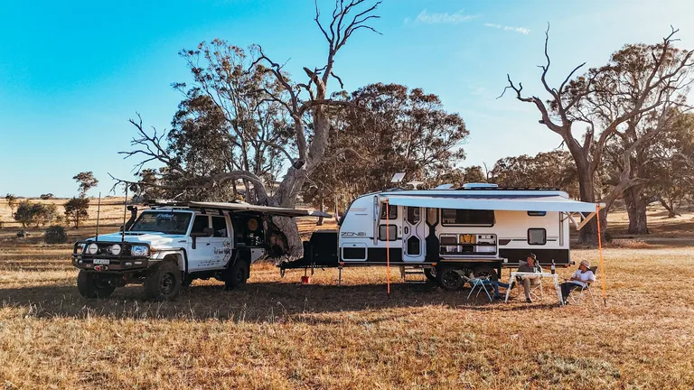 the feel good family landcruiser and zone rv set up touring australia