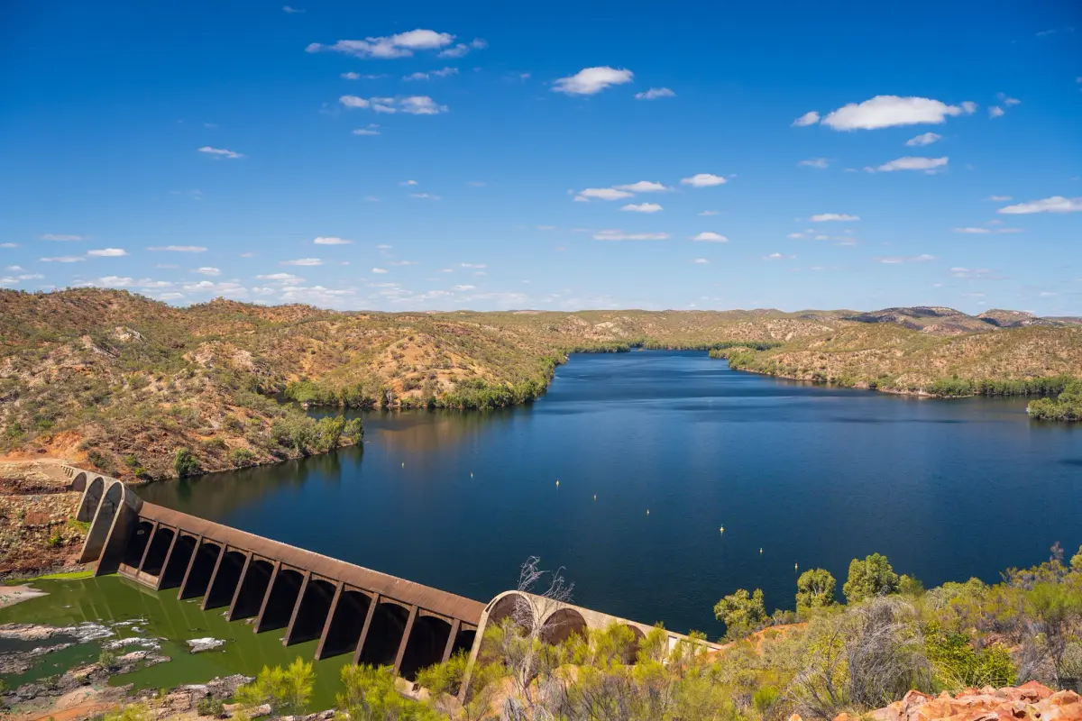 panoramic shot of a dam