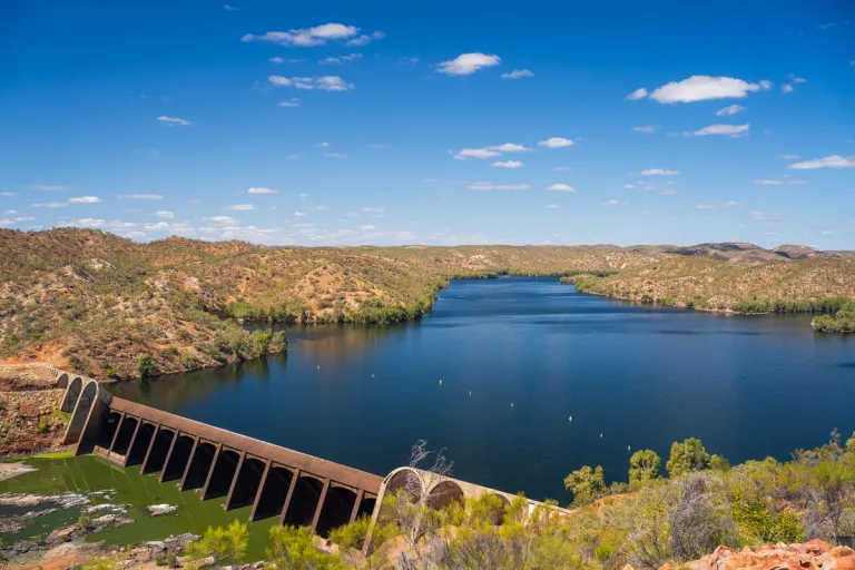panoramic shot of a dam