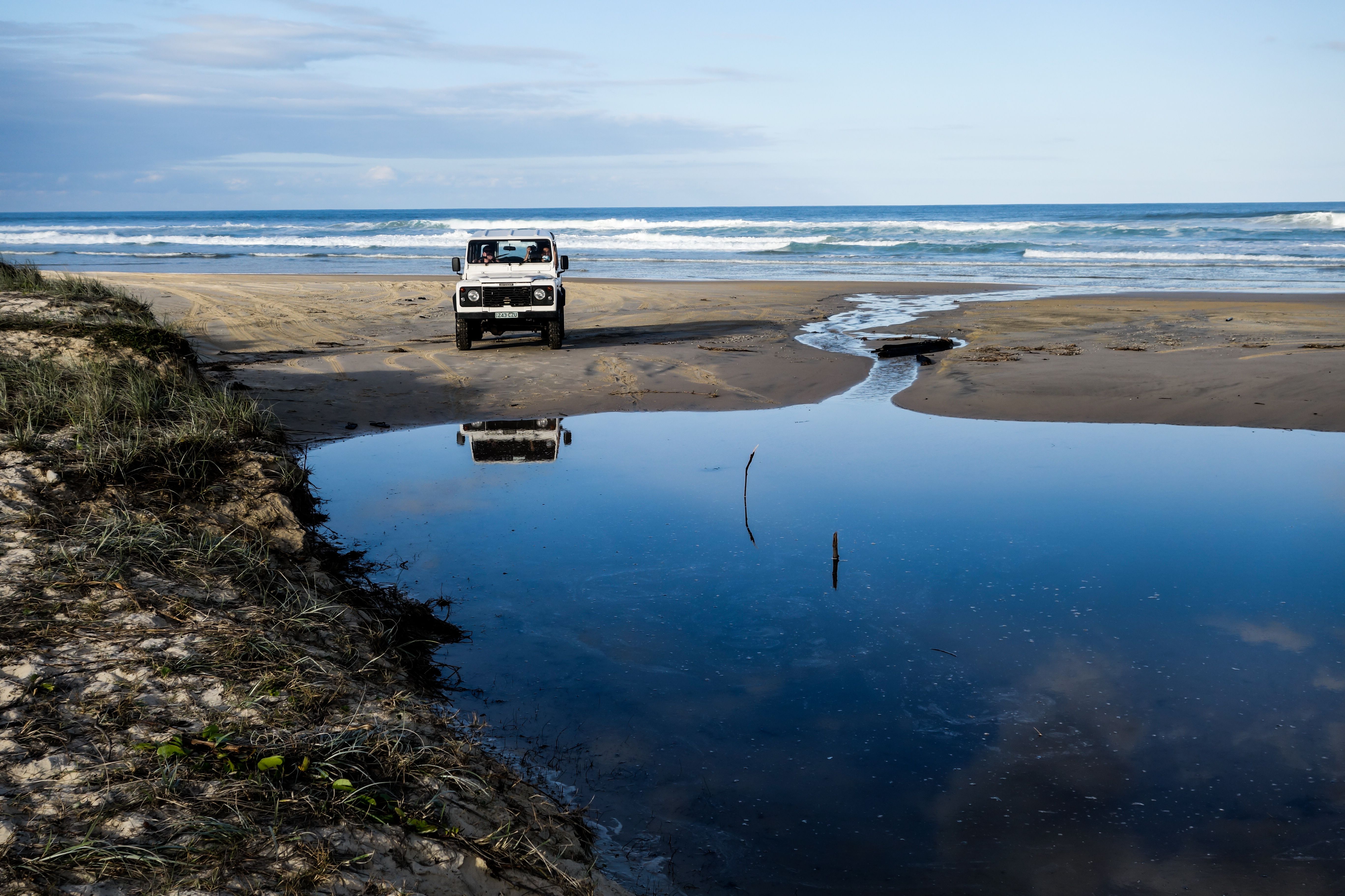 A Land Rover Defender on K'Gari