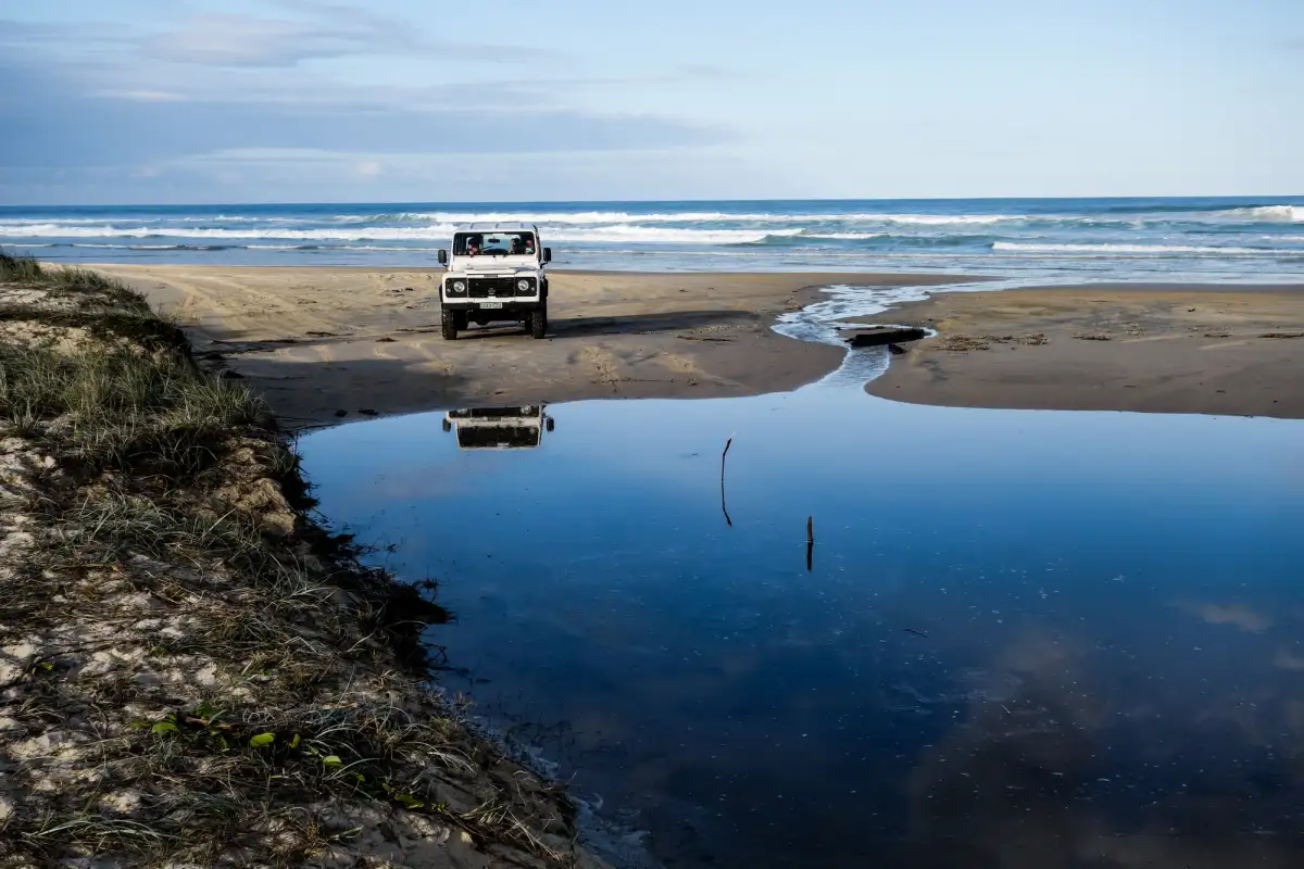 A Land Rover Defender on K'Gari