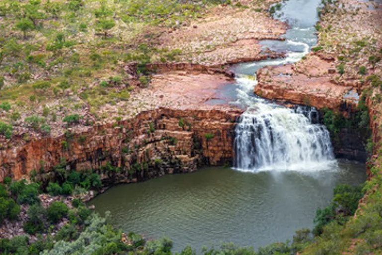 waterfall in arid landscape