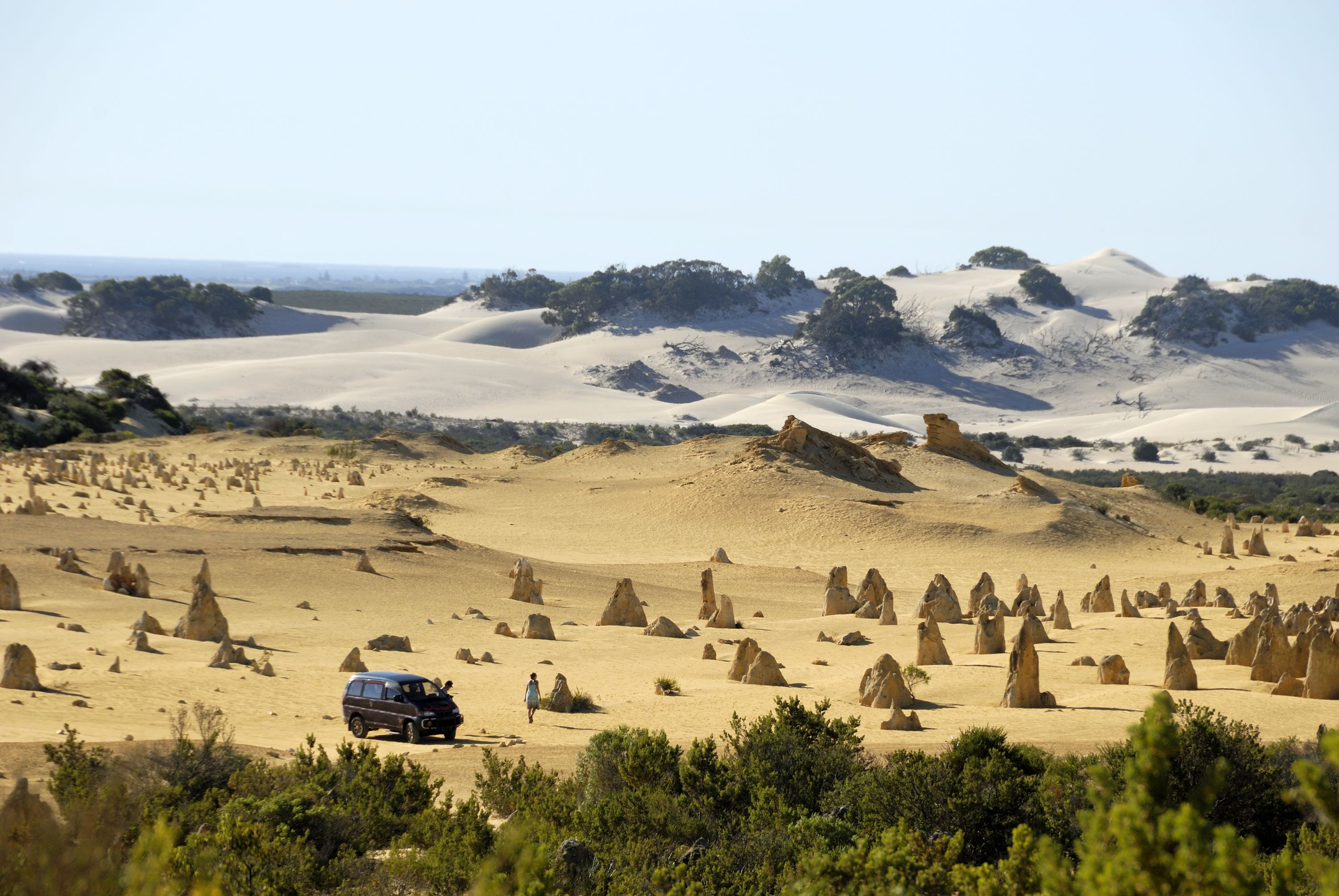 A van in the Pinnacles desert, Western Australia