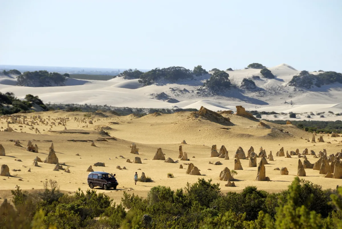 A van in the Pinnacles desert, Western Australia