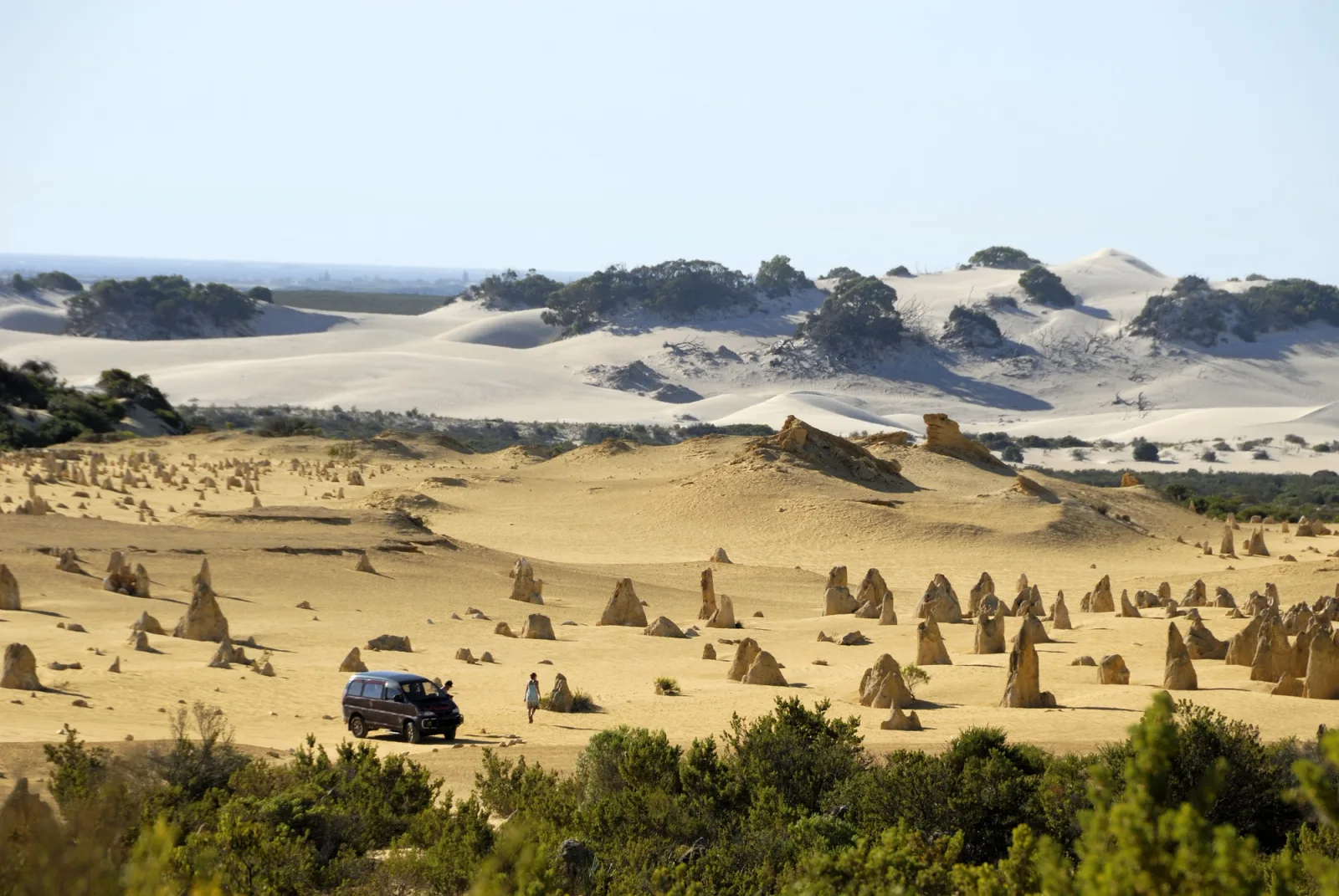 A van in the Pinnacles desert, Western Australia