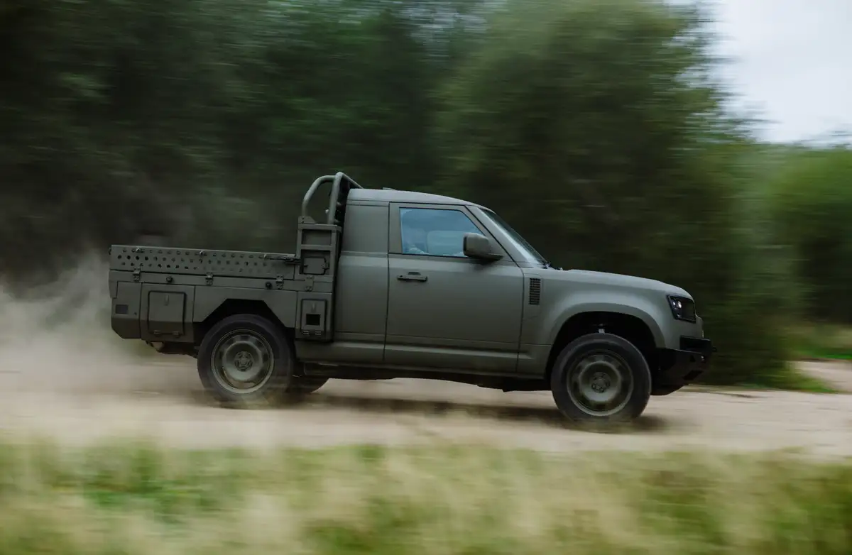 The Land Rover Defender Wolf Series II being driven