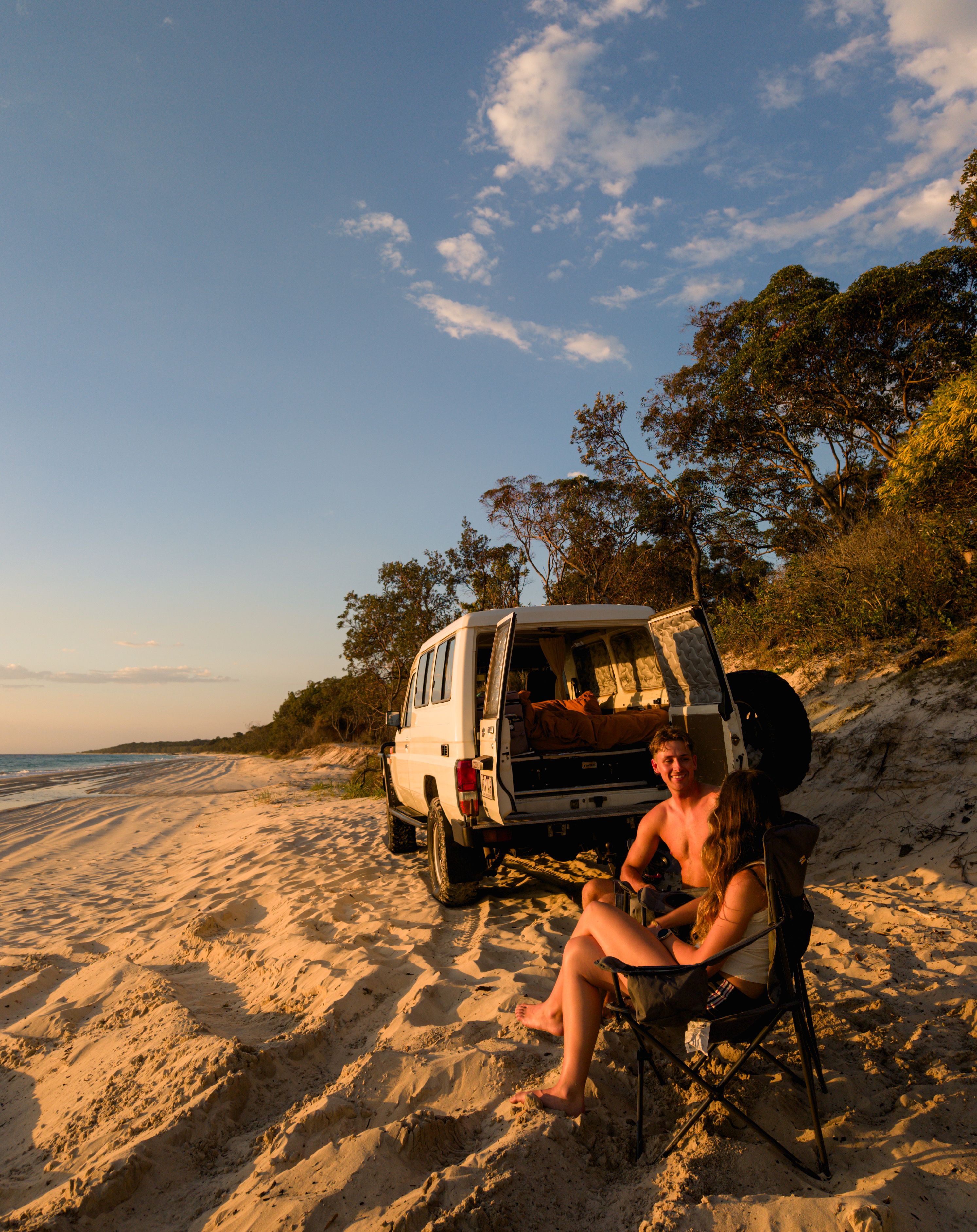 Two people camping on Moreton Island
