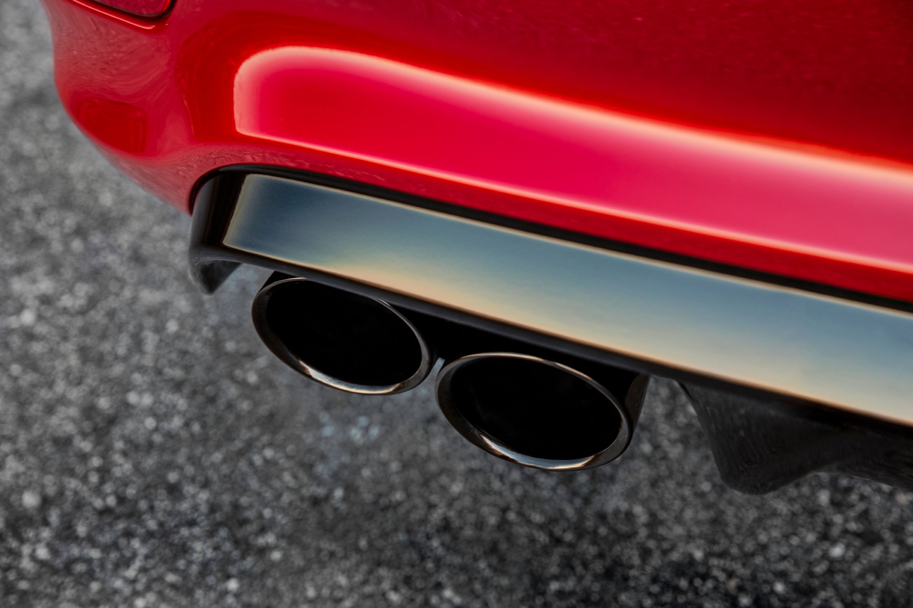 Exhaust of a red Jeep Trackhawk