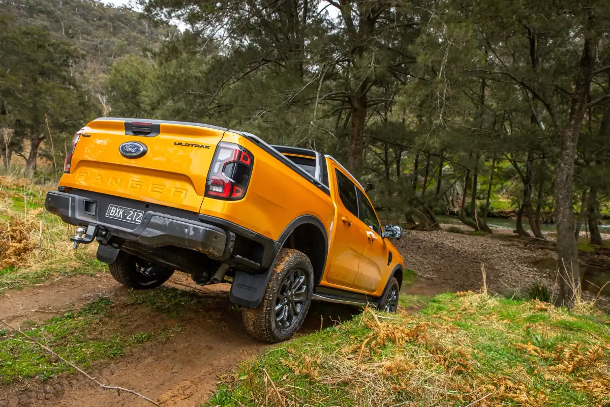 ford ranger tackling hill descent off-roading australia