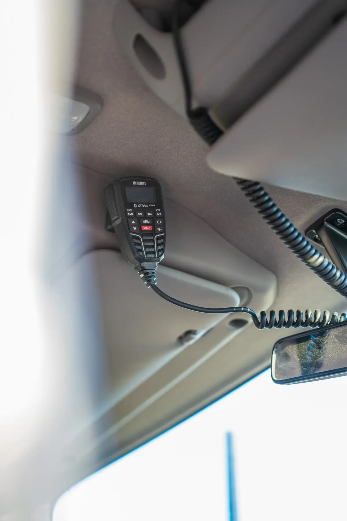 UHF Radio mounted to cabin of a 4WD