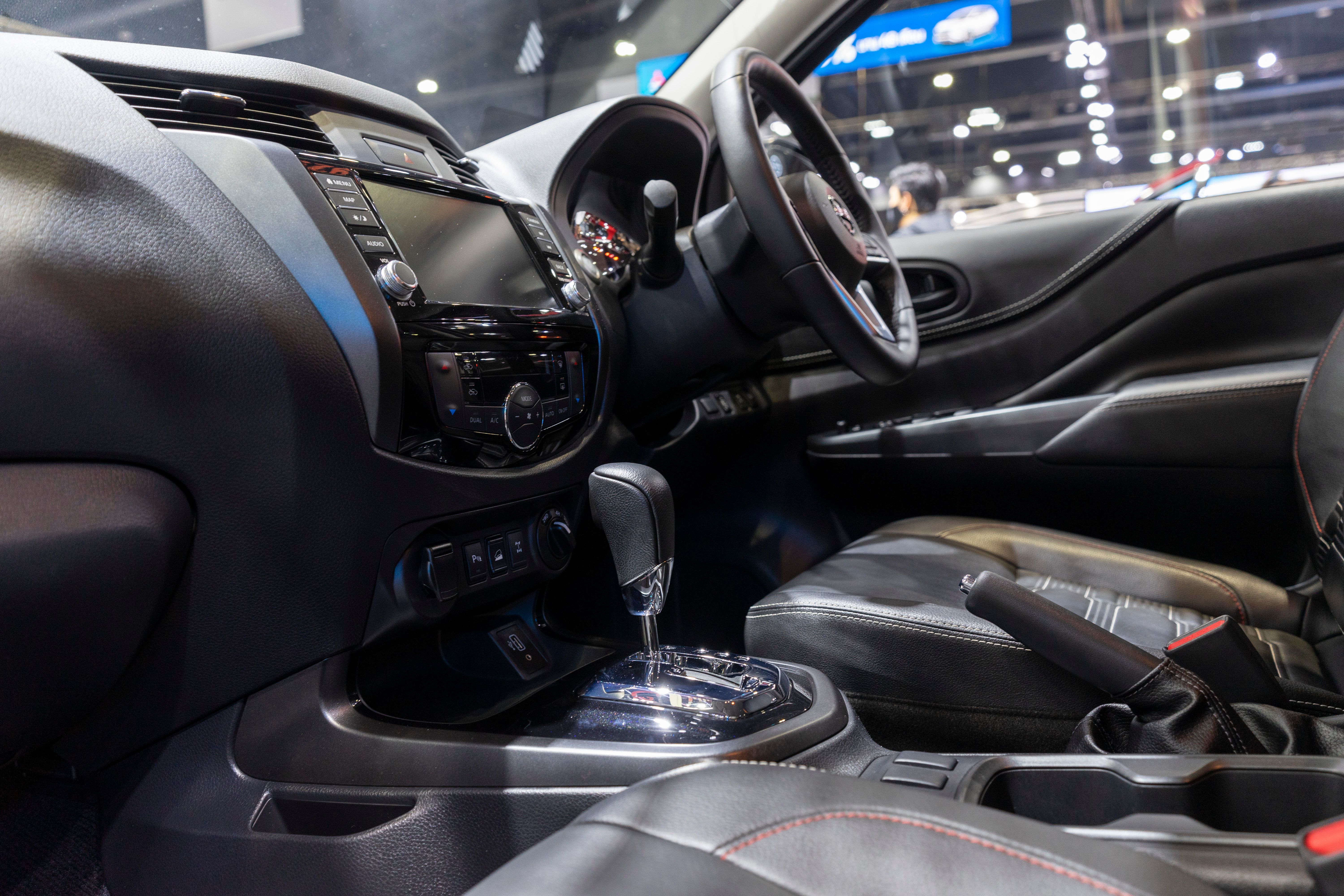 black interior of a vehicle's driver's seat