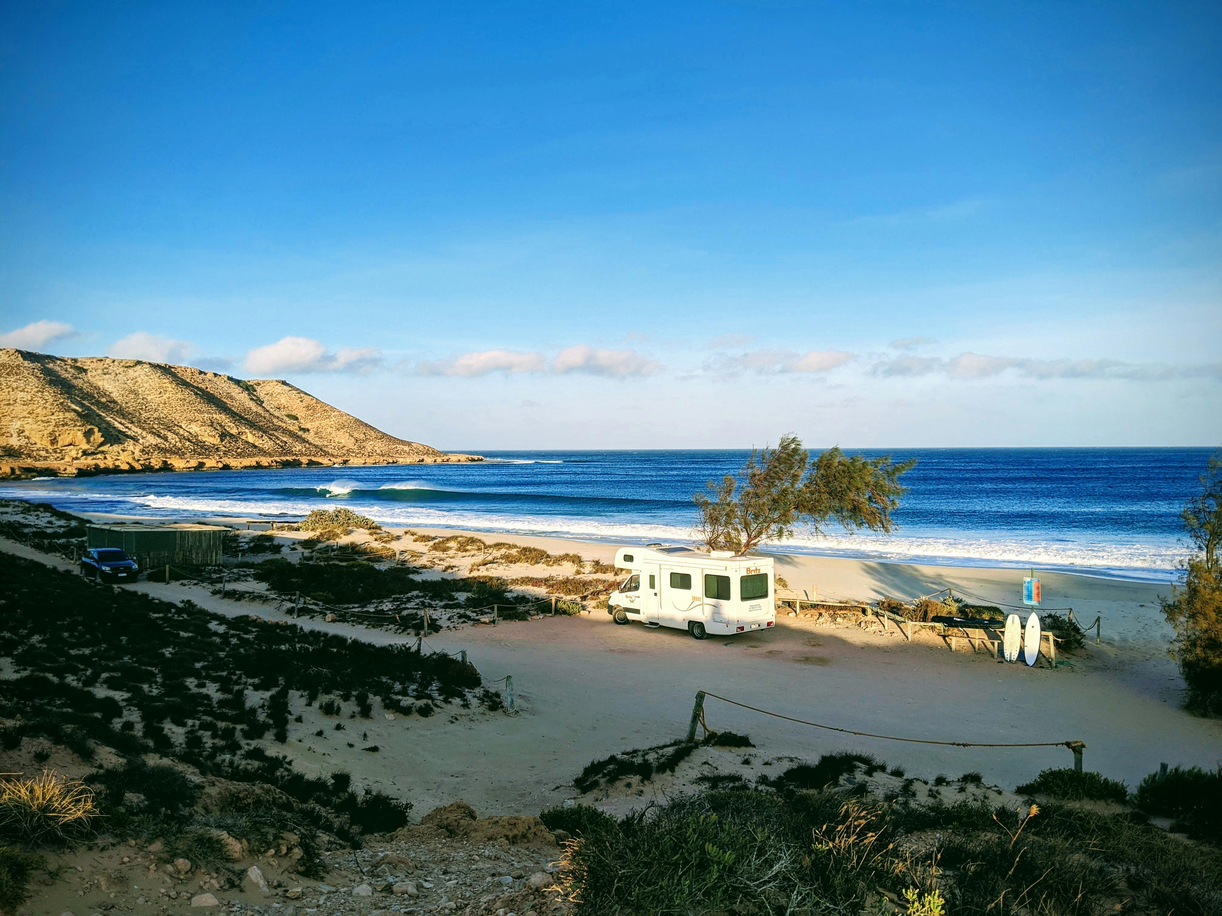 An RV on a beach
