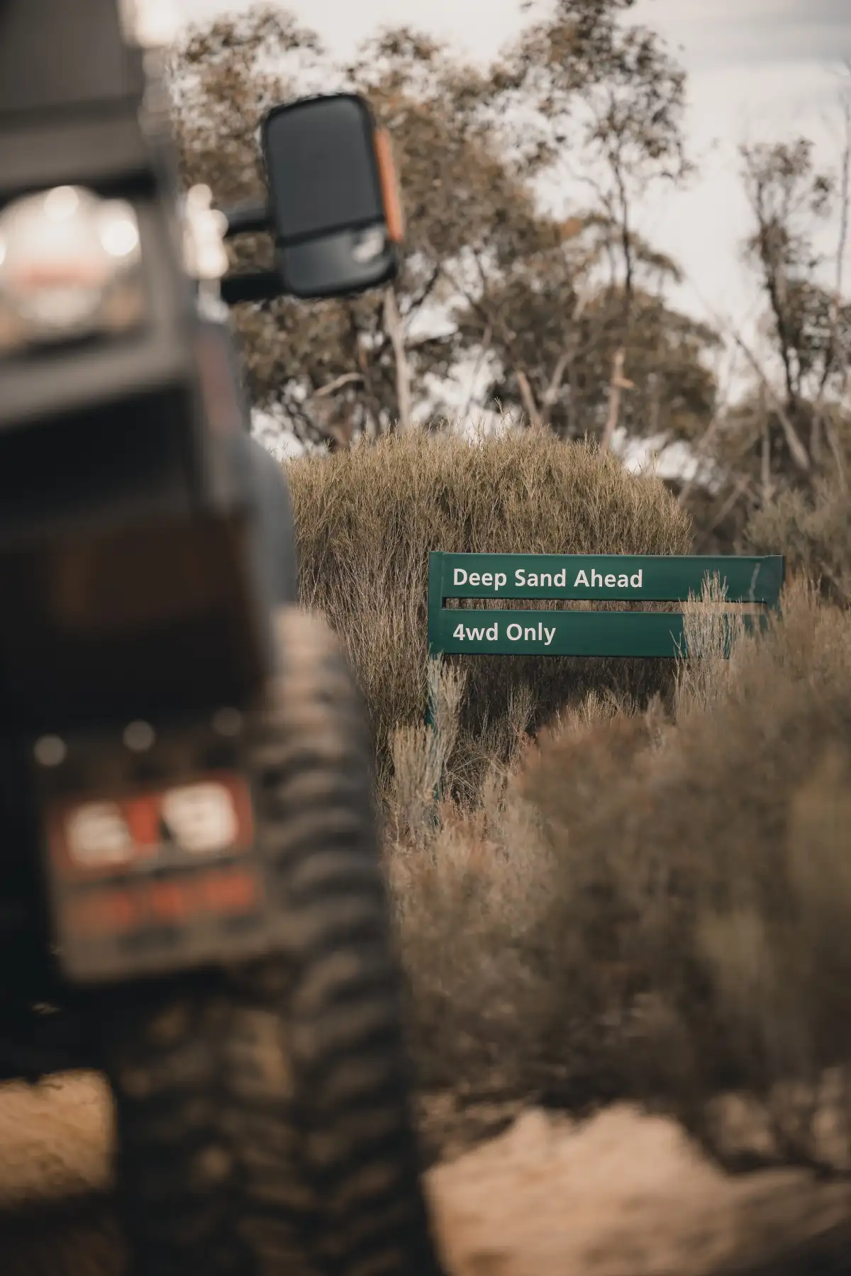 Deep sand ahead 4WD only sign in Australia