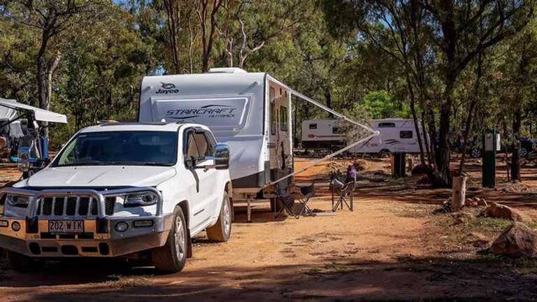 car and caravan camping in Undara lava tunnels national park
