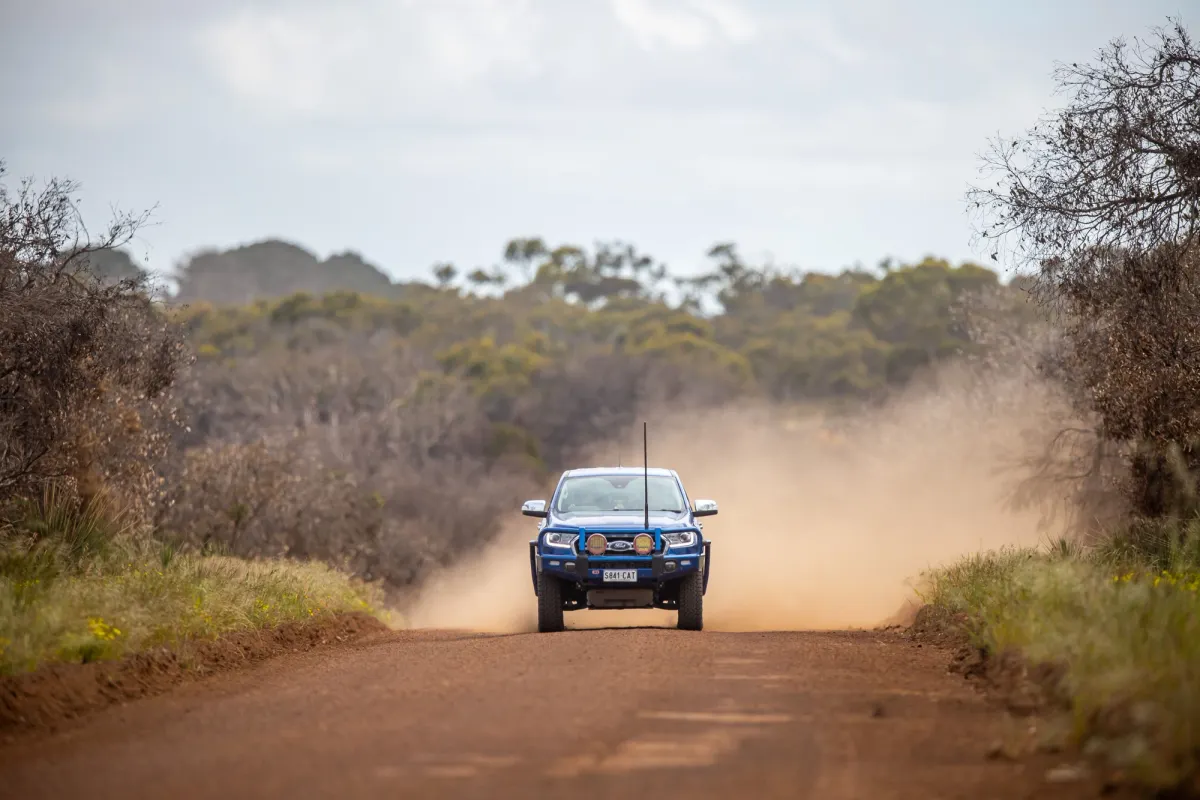 4wd on a dirt road kangaroo island