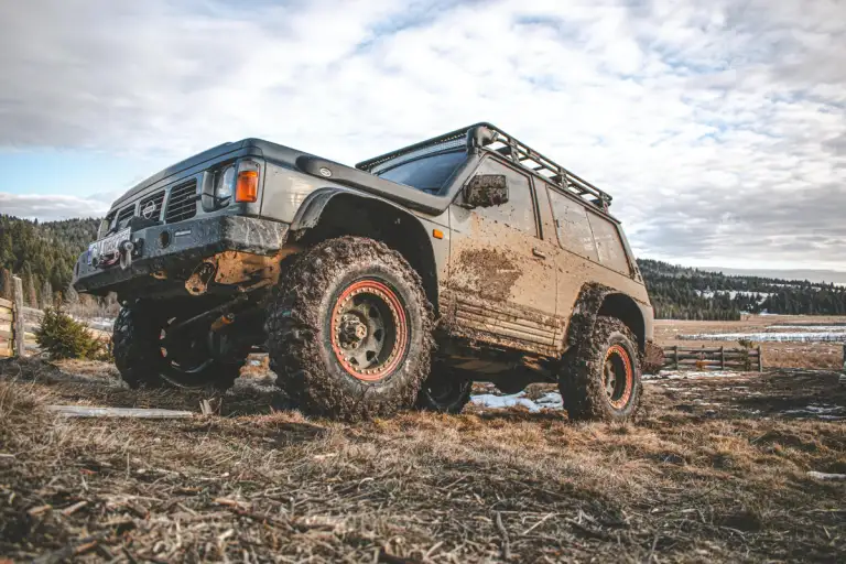 nissan patrol 4x4 on muddy hill