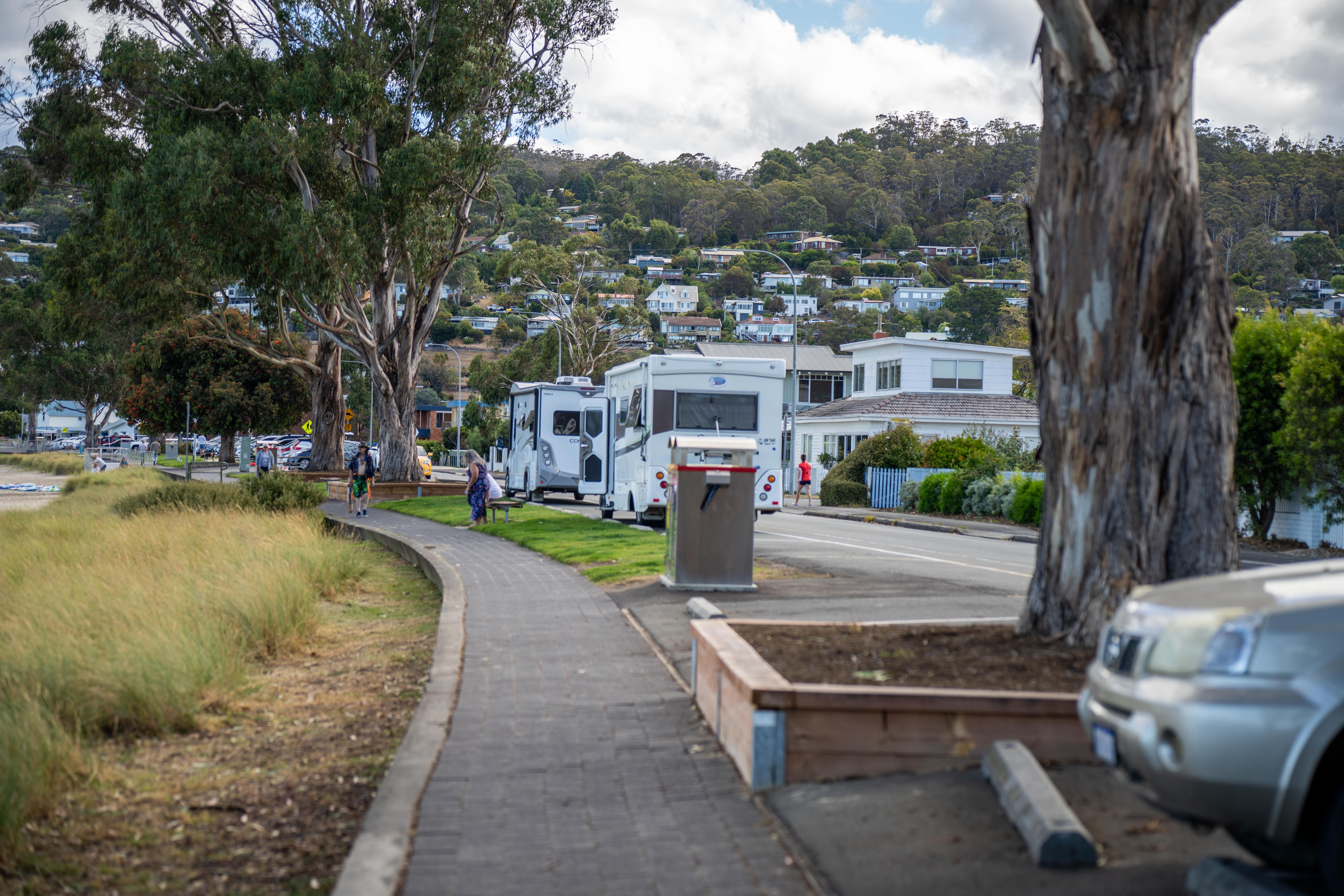 Motorhomes parked on a residential street in Australia