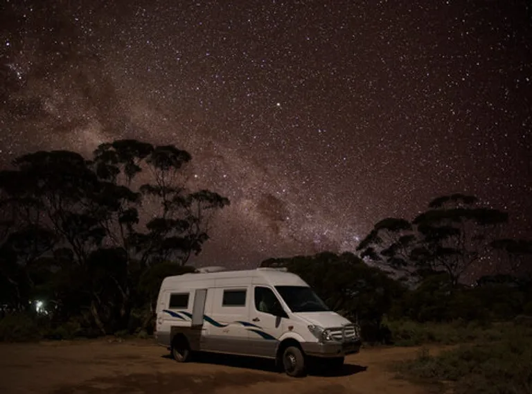 camping at night in the remote outback of Queensland, Australia
