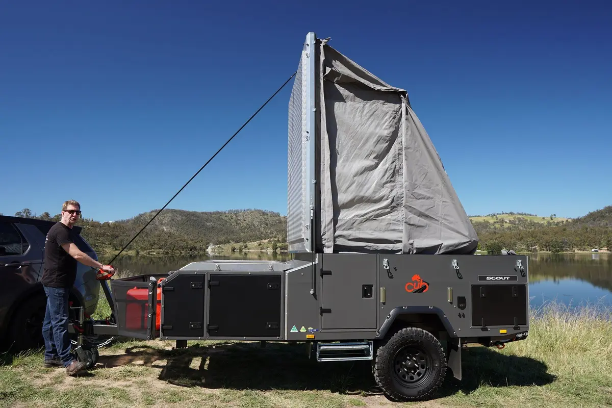 opening the Cub Scout camper