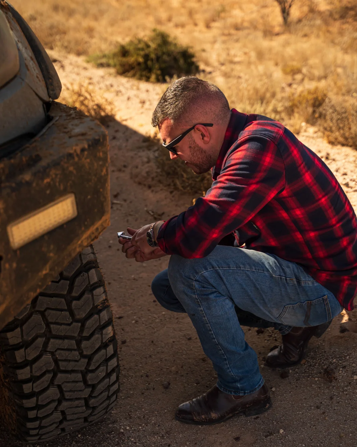 check your tyre pressures daily when travelling off road