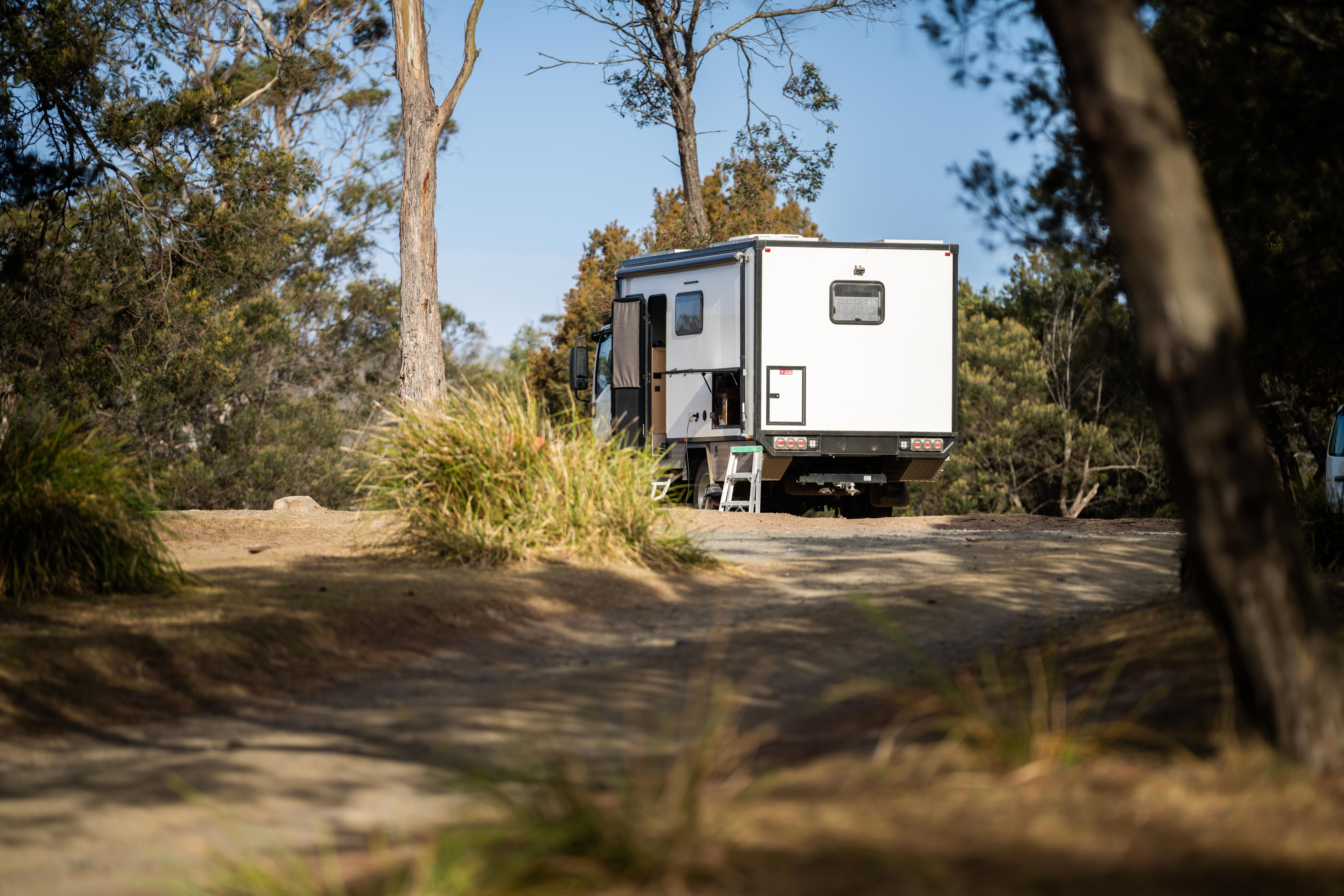 Motorhome camped in Australian bush