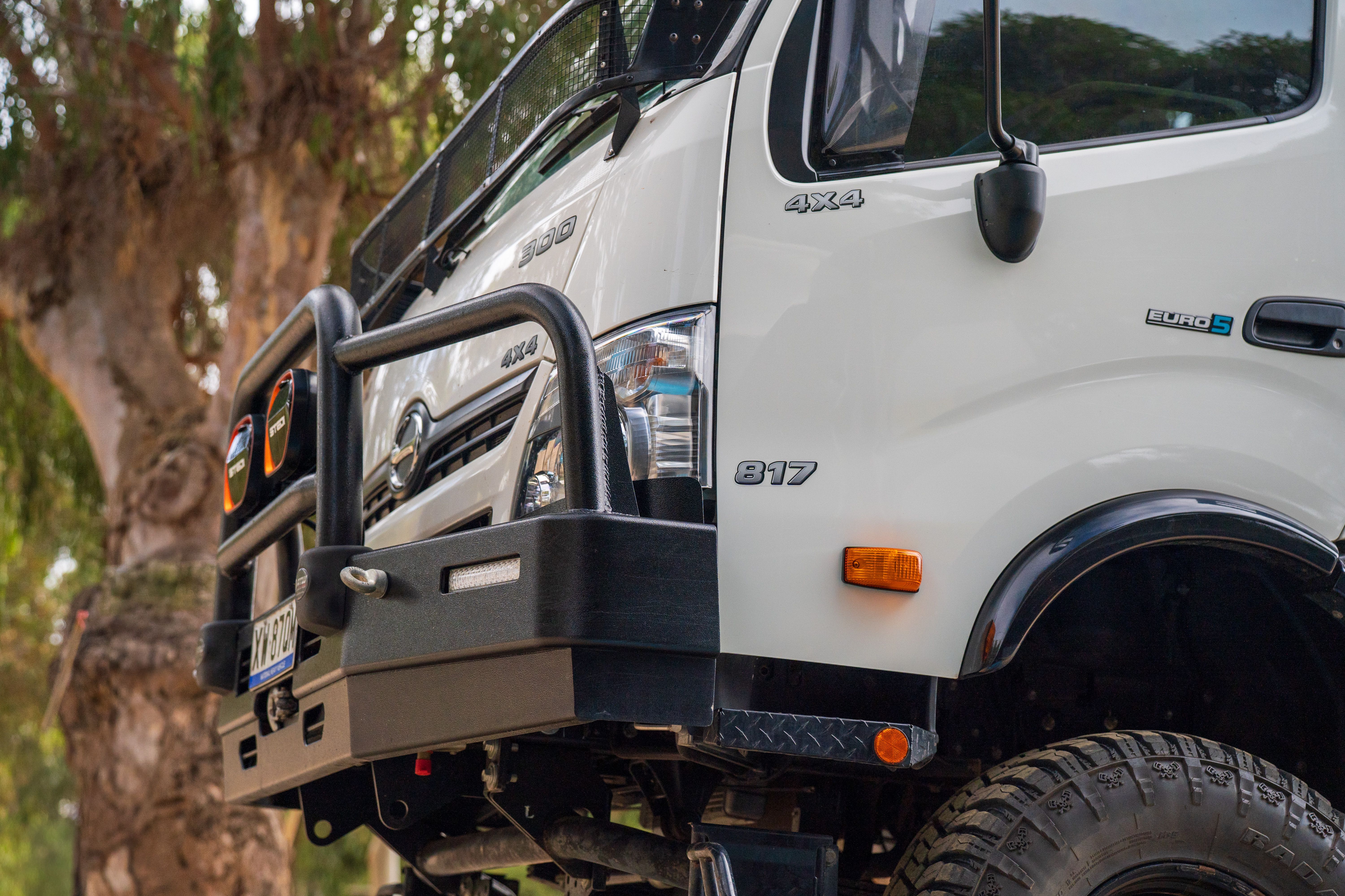A bullbar on a 4WD light truck