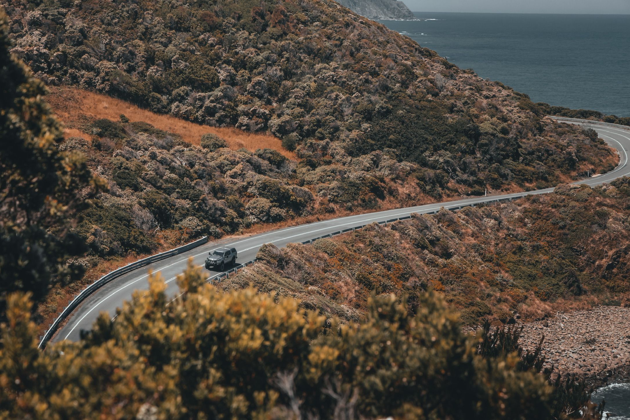 4X4 driving on the Great Ocean Road, Victoria, Australia