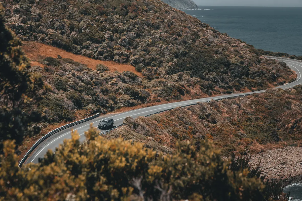 4X4 driving on the Great Ocean Road, Victoria, Australia