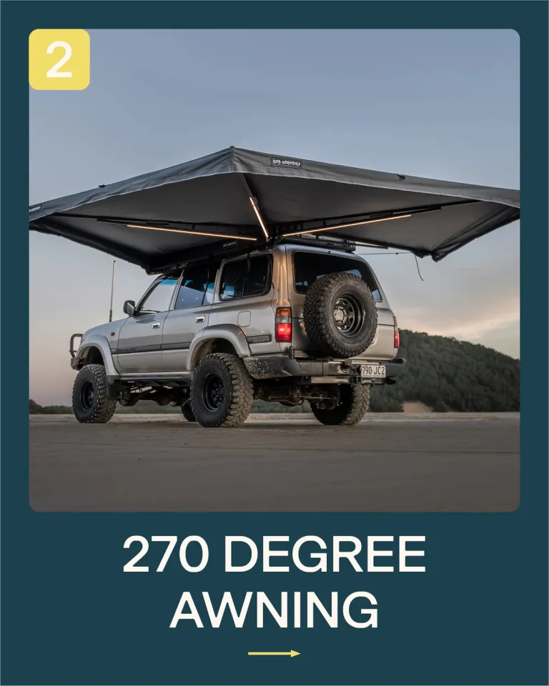 an open awning on a 4wd
