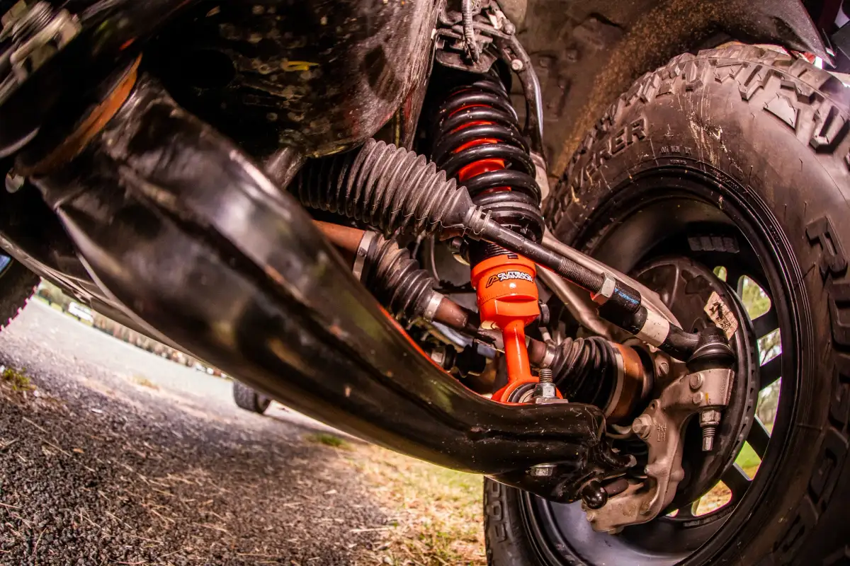 closeup of a vehicle's suspension