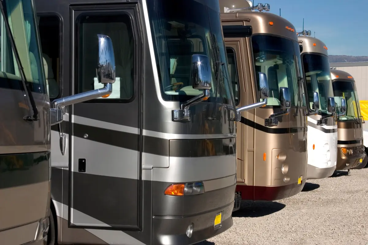 Lineup of luxury RVs