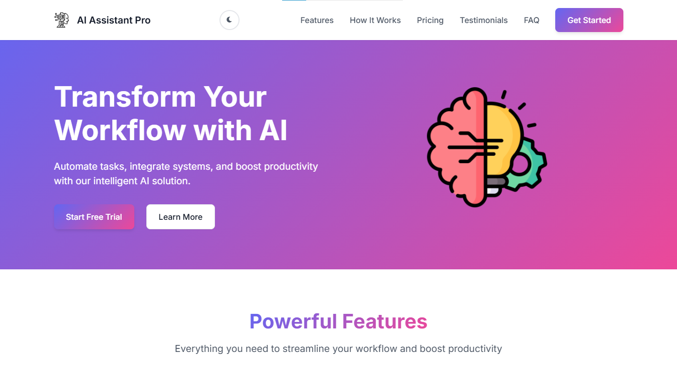 AI Startup Landing Page HTML CSS