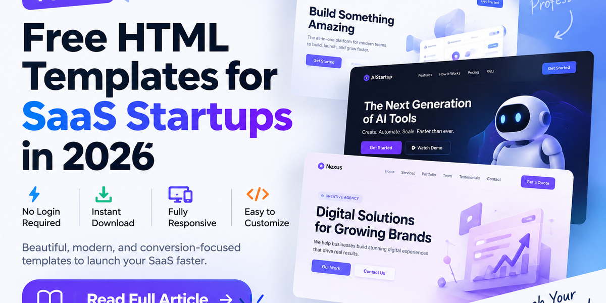 10 Best Free HTML Templates for SaaS Startups in 2026 (No Login Required)