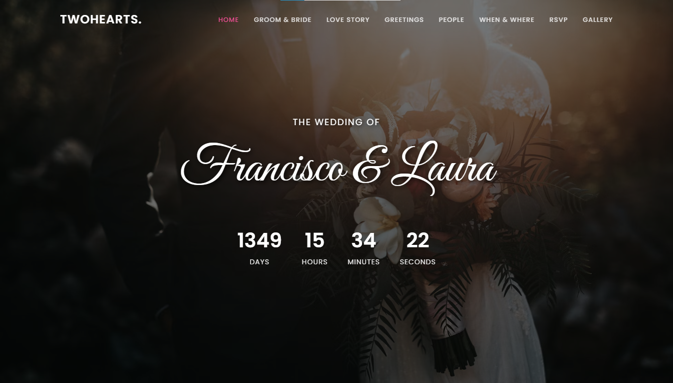 TwoHearts — Elegant Wedding Invitation & RSVP HTML Template