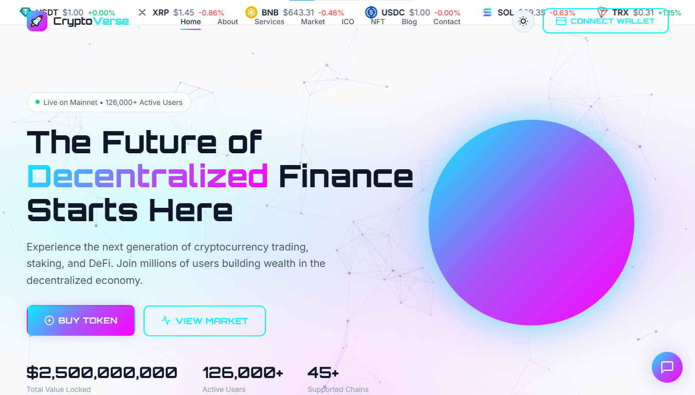 Cryptoverse Pro — Premium Multipage Crypto & NFT Template