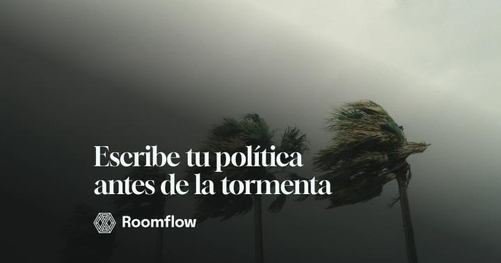 Palmeras dobladas por el viento bajo un cielo gris de tormenta.