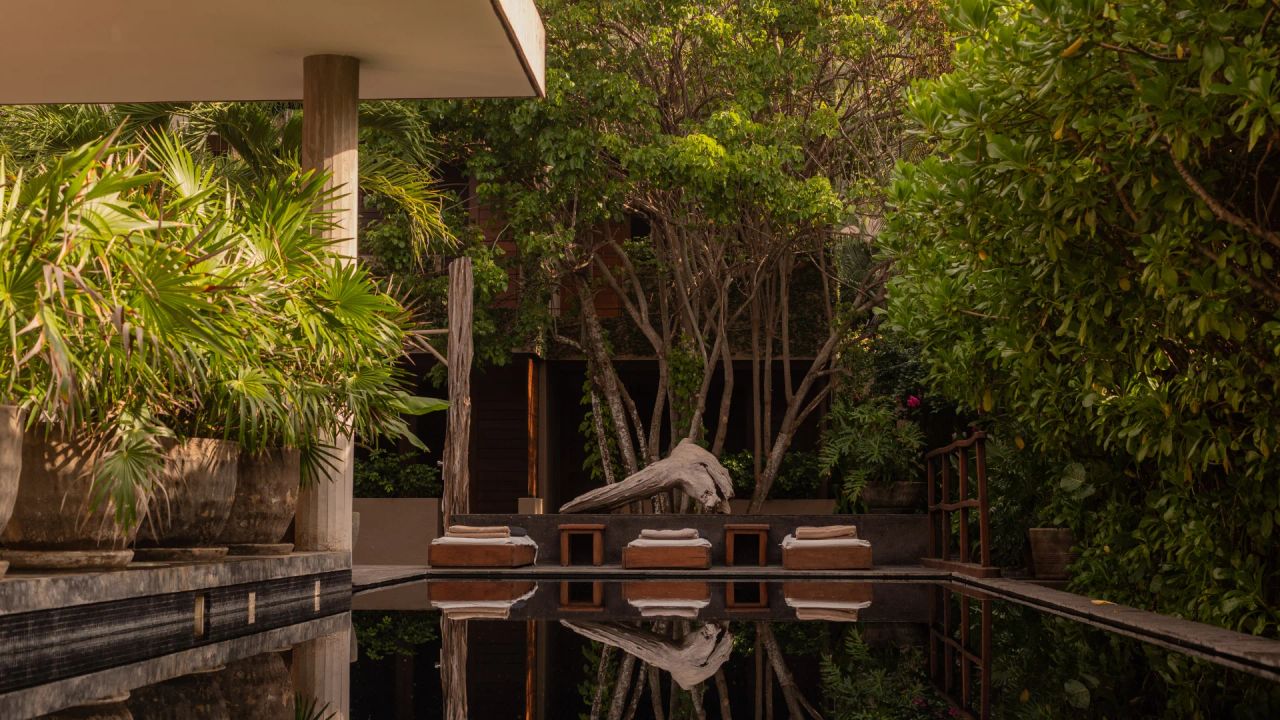 Piscina de Lo Sereno entre la vegetación, en Troncones