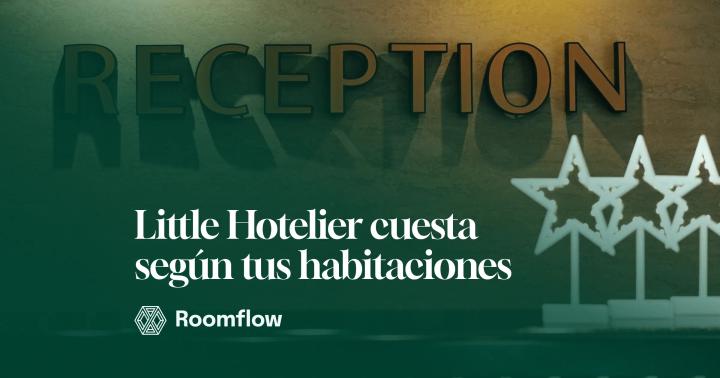 Letrero de recepción de un hotel, con lámparas colgantes y tres estrellas decorativas sobre el mostrador.