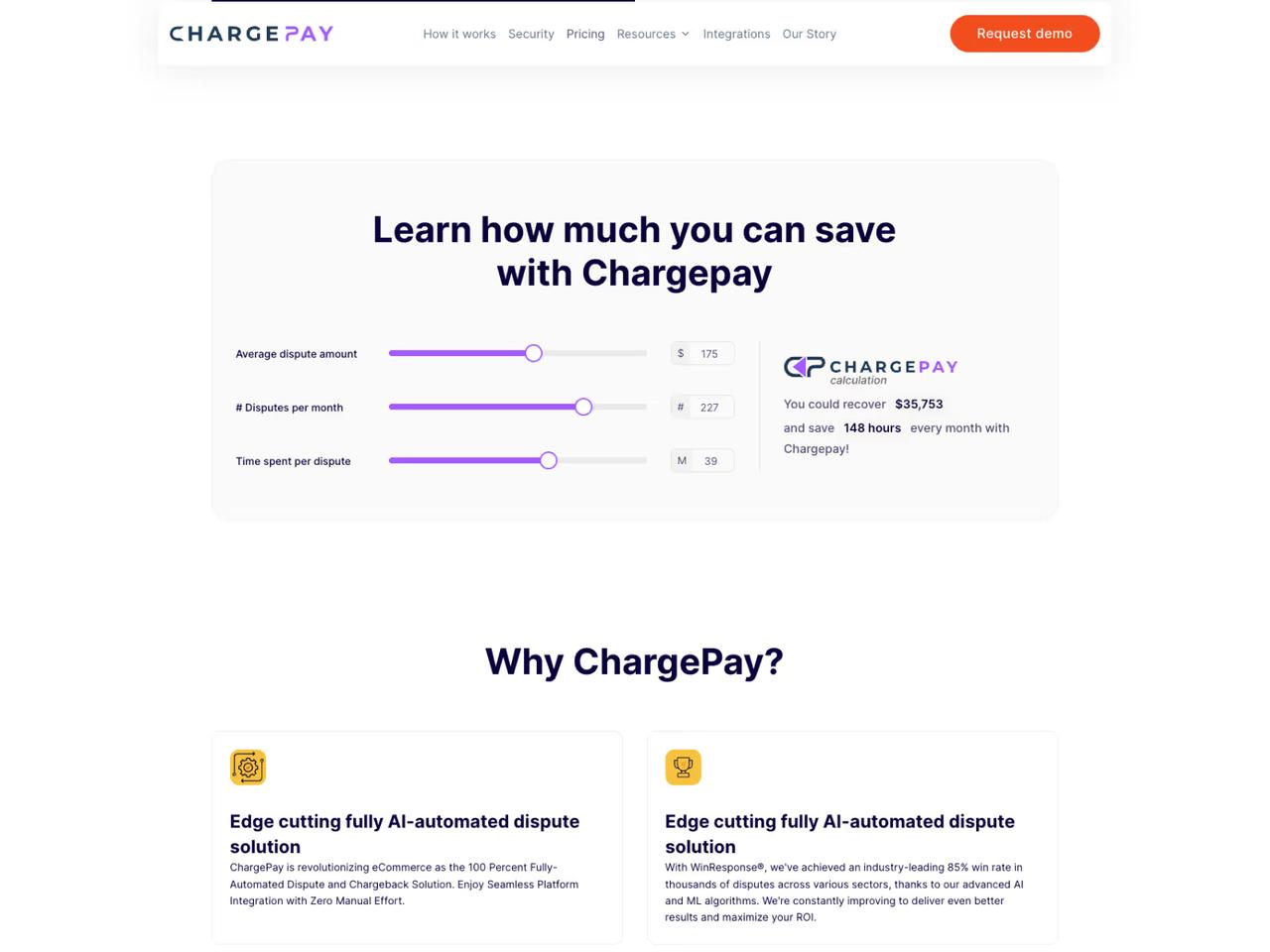 Chargepay: custom ROI calculator