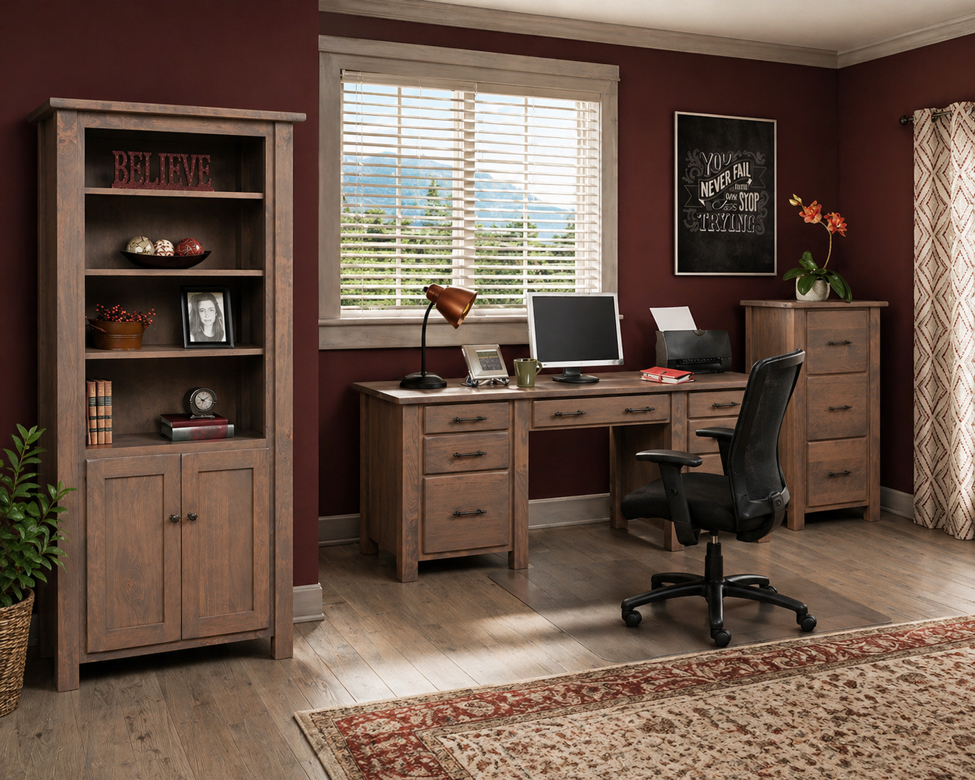 Wood home office desk