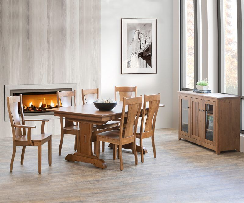 Solid wood dining table and chairs